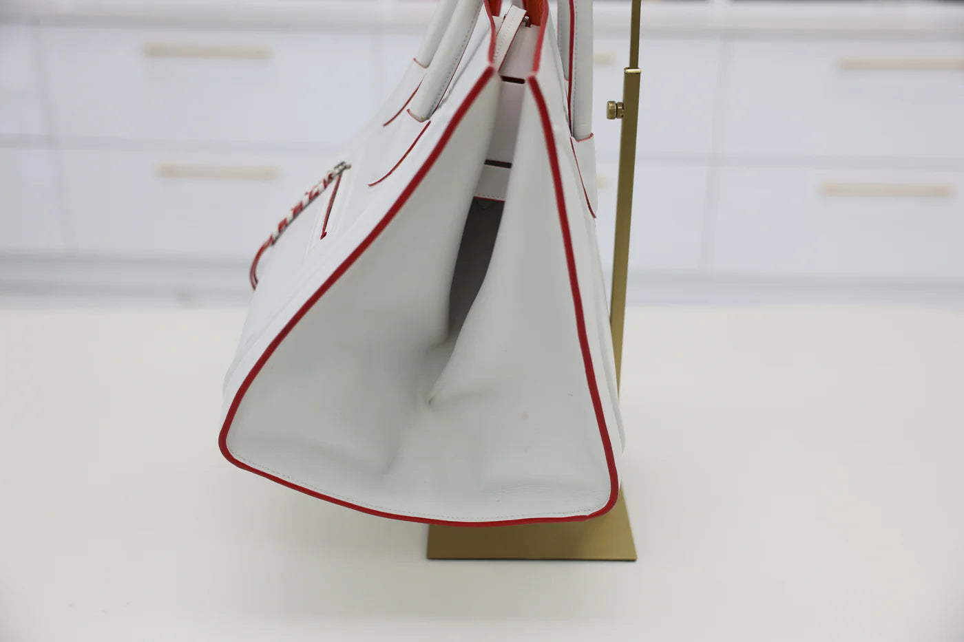 Celine White Smooth Calfskin Leather Phantom Luggage Tote Bag