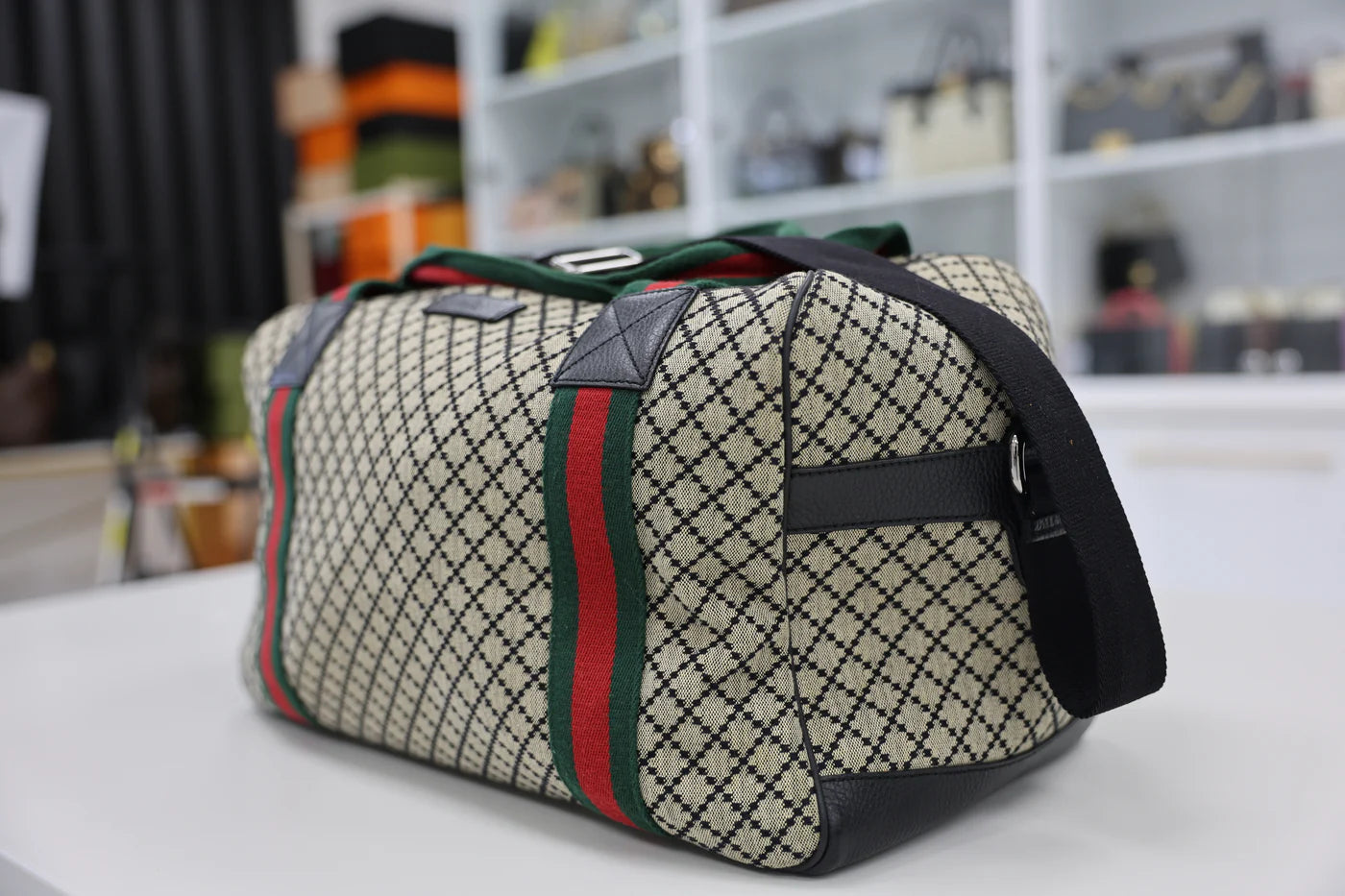 Gucci Diamante Web Duffle Handbag