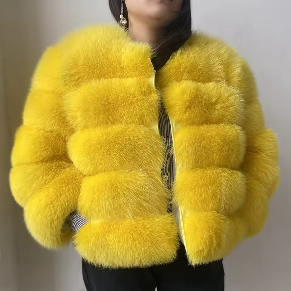 Fox Fur Jacket Women's Winter Coat