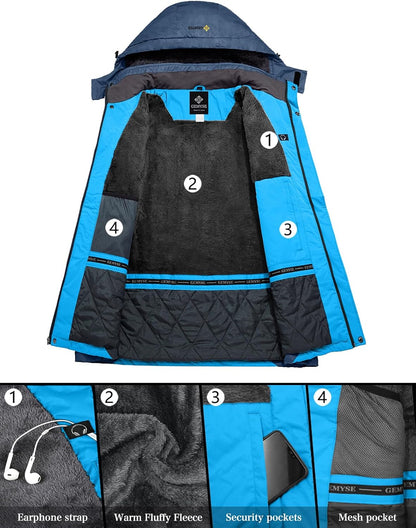 Men'S Mountain Waterproof Ski Snow Jacket Winter Windproof Rain Jacket