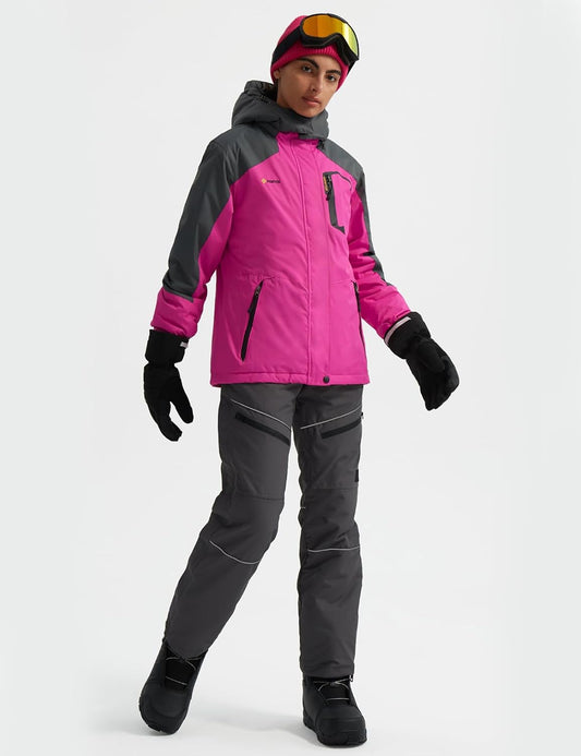 Women'S Ski Snow Jacket Warm Winter Waterproof Coat Snowboard Rain Jacket Hooded Windproof Windbreaker