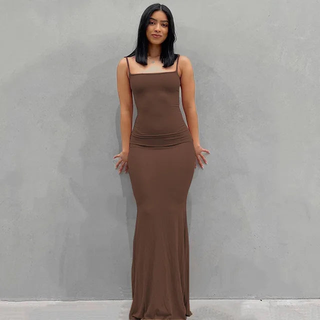 Satin Slip Backless Maxi Dress - LustMia