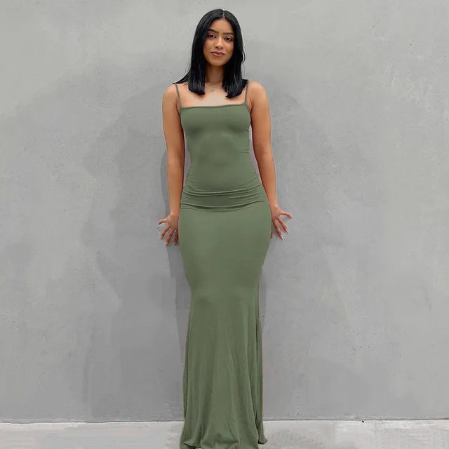 Satin Slip Backless Maxi Dress - LustMia