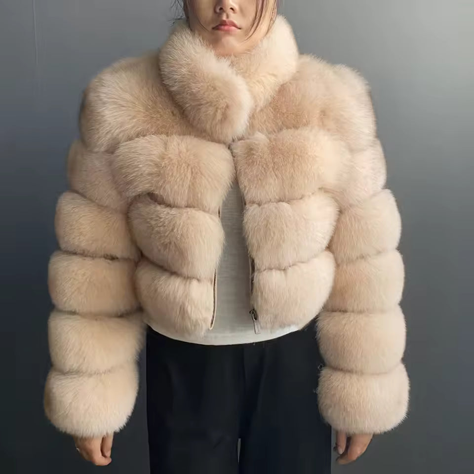 Fox Fur Jacket Women's Winter Coat