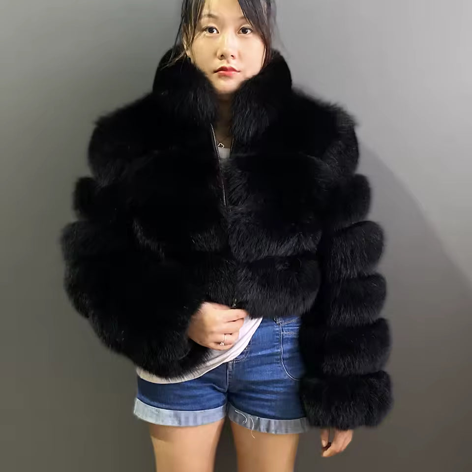 Fox Fur Jacket Women's Winter Coat