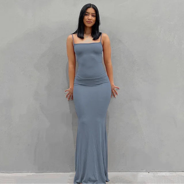 Satin Slip Backless Maxi Dress - LustMia