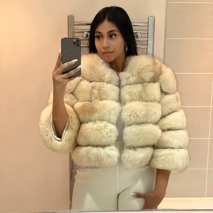 Fox Fur Jacket Women's Winter Coat