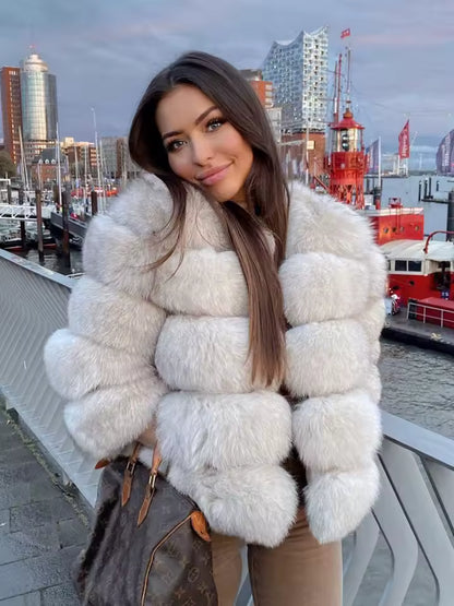 Fox Fur Jacket Women's Winter Coat
