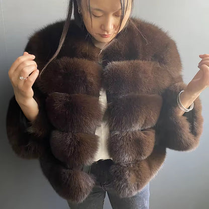 Fox Fur Jacket Women's Winter Coat