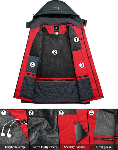 Men'S Mountain Waterproof Ski Snow Jacket Winter Windproof Rain Jacket