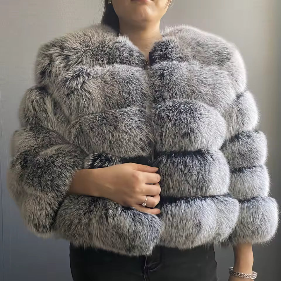 Fox Fur Jacket Women's Winter Coat