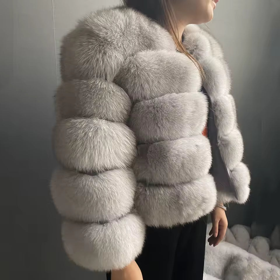 Fox Fur Jacket Women's Winter Coat