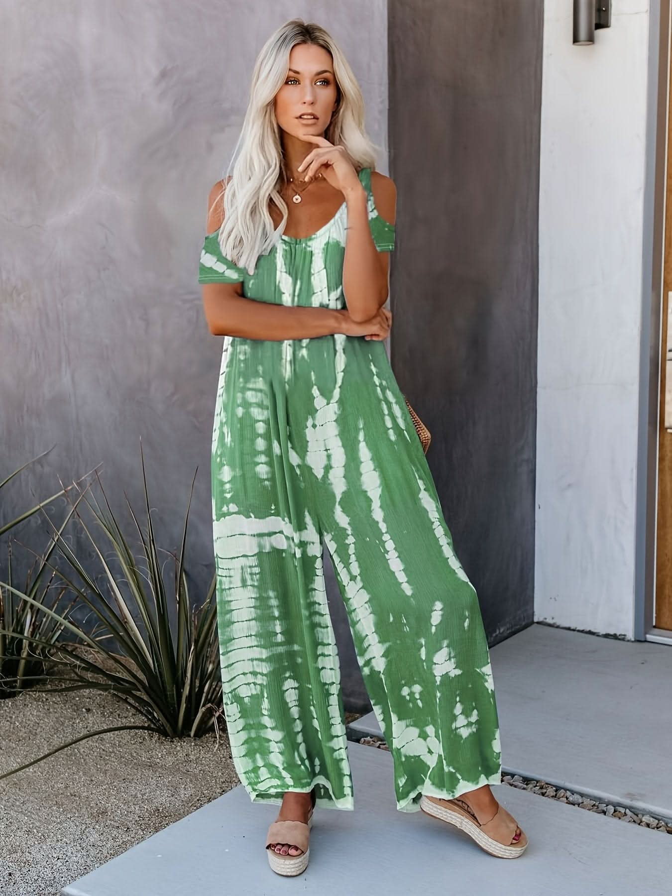 Vibrant Geometric Tie Dye Cut Out Jumpsuit - By Lustmia - LustMia