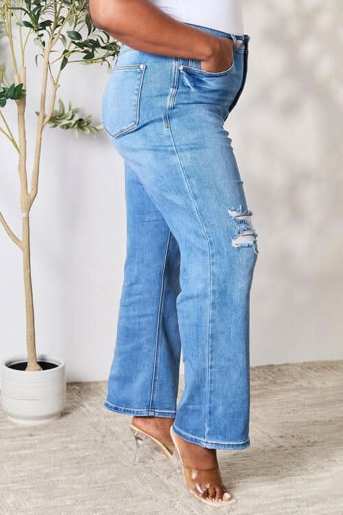 Judy Blue Full Size High Waist Distressed Jeans - LustMia