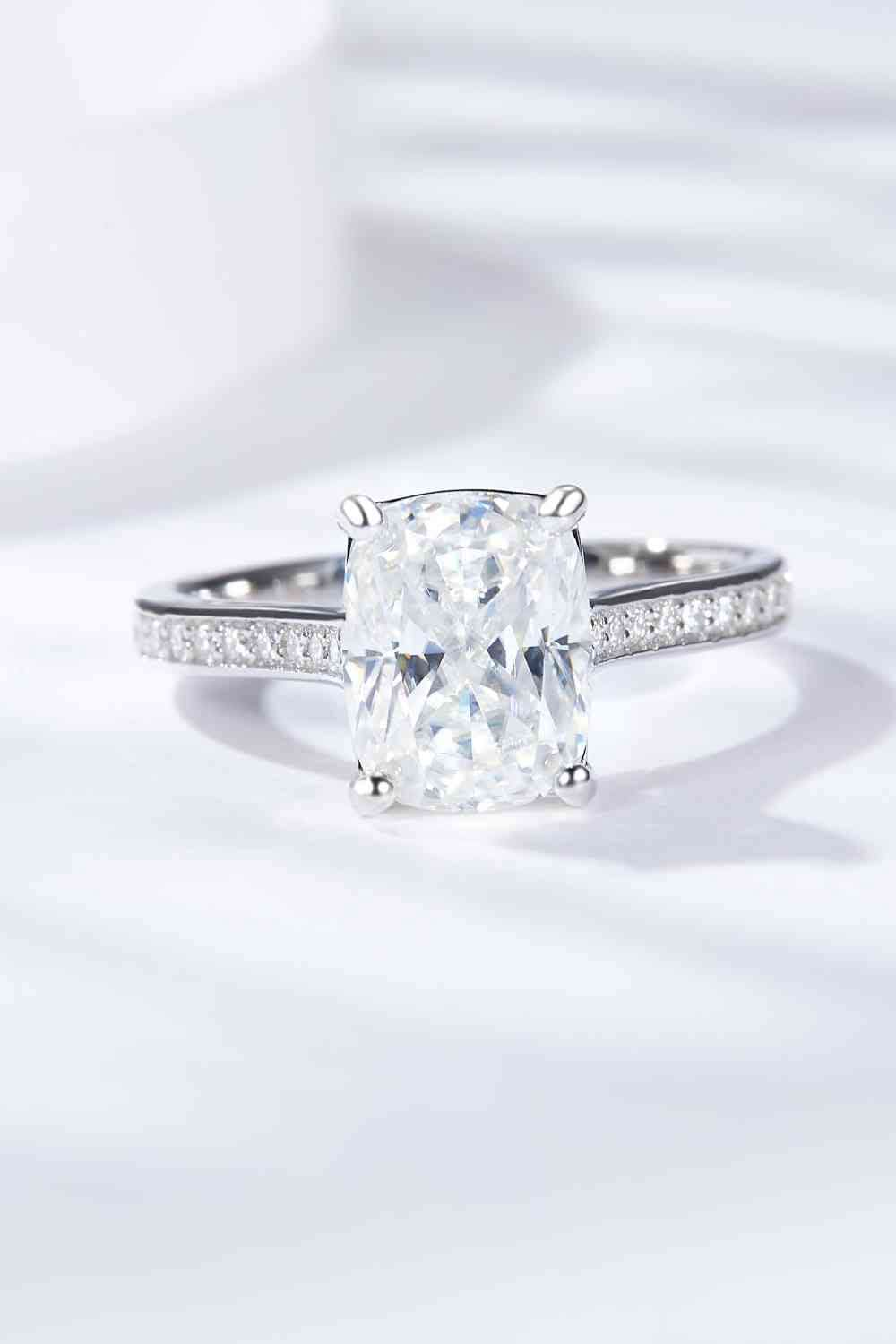 3 Carat Moissanite Platinum - Plated Side Stone Ring - LustMia