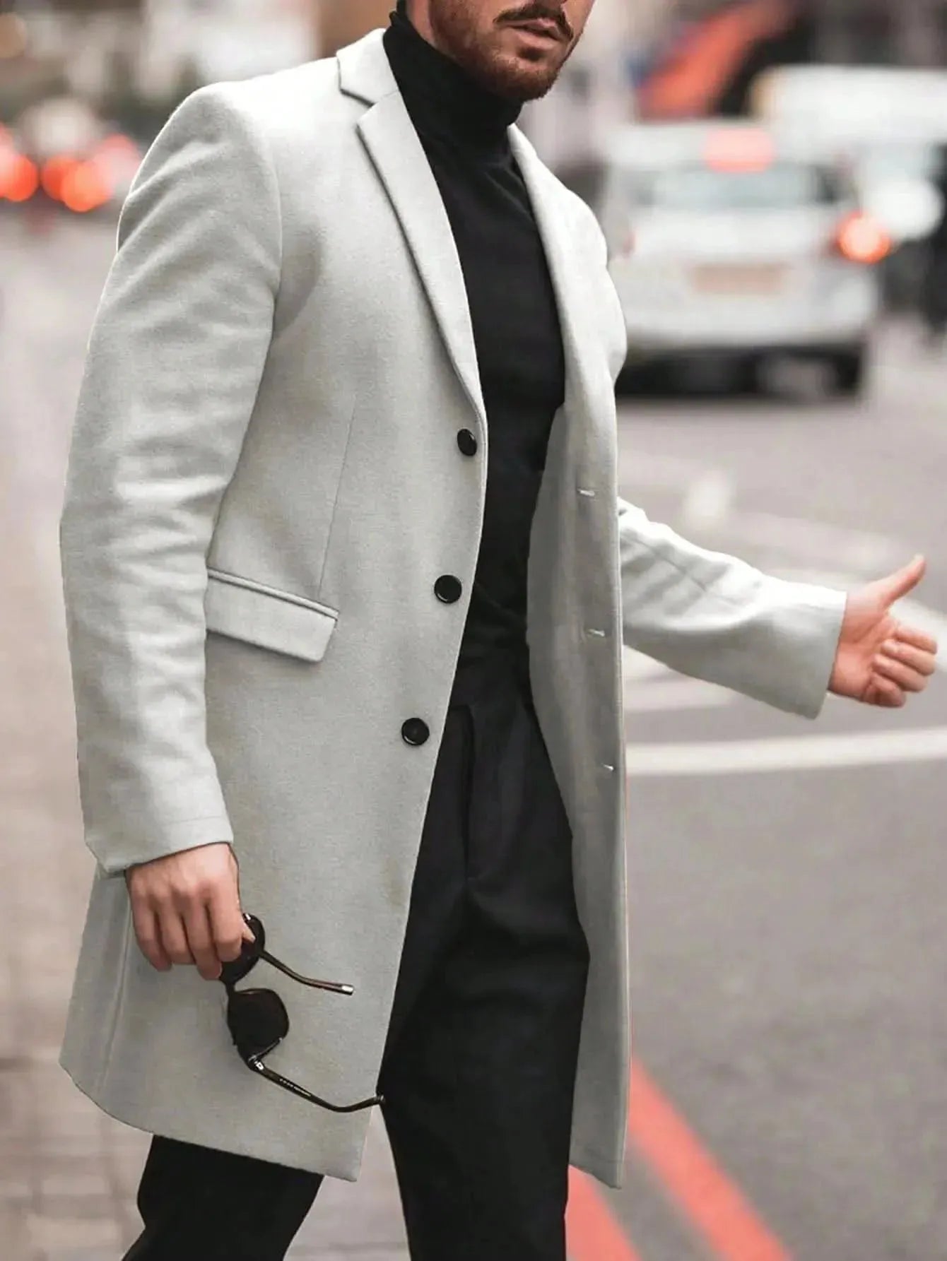 Manfinity Mode Men'S Shirt Collar Lapel Woolen Coat - LustMia