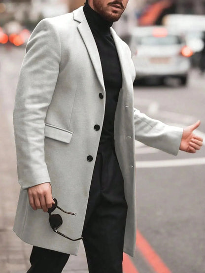 Manfinity Mode Men'S Shirt Collar Lapel Woolen Coat - LustMia