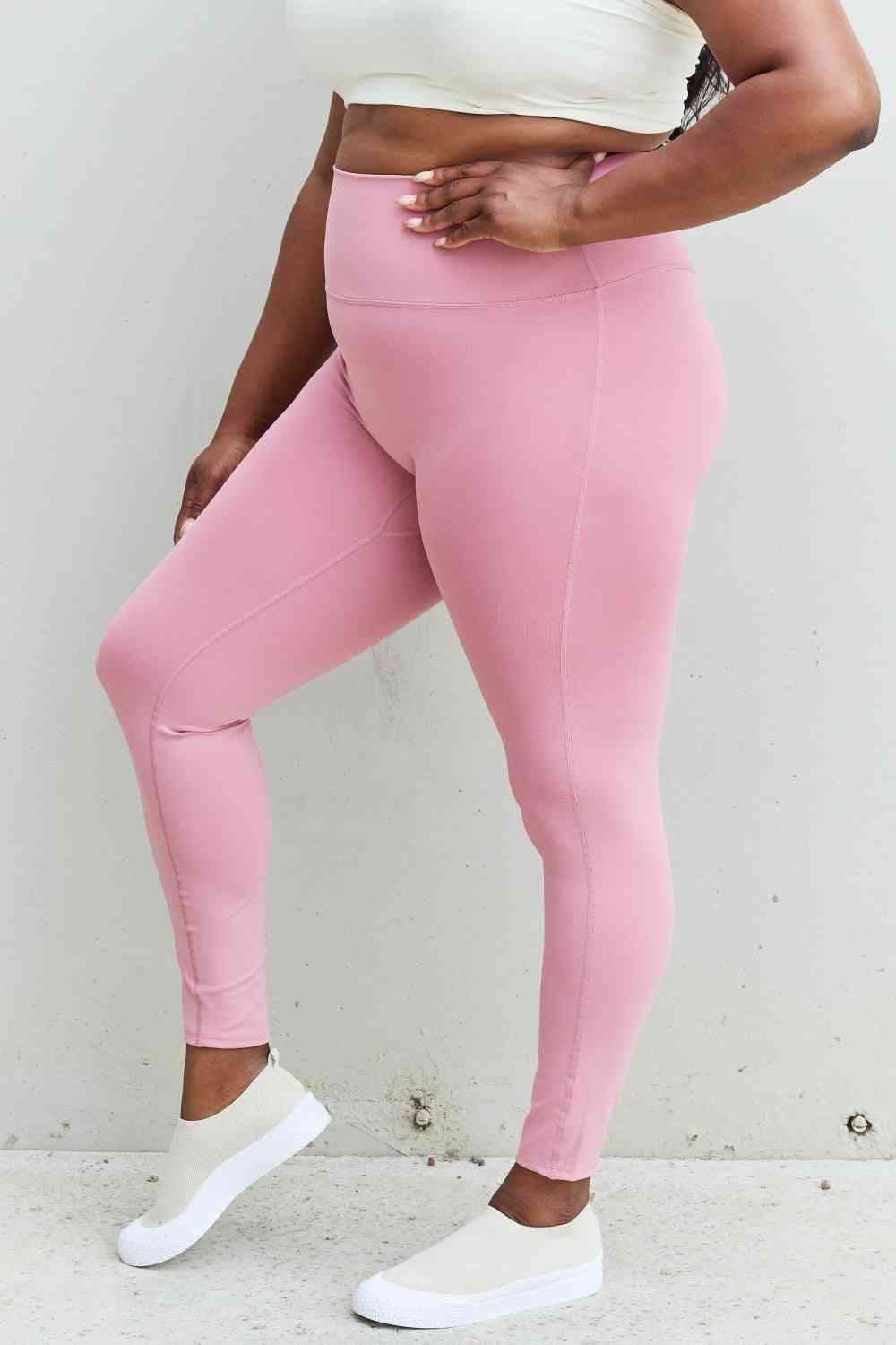 Zenana Fit For You Full Size High Waist Active Leggings in Light Rose - LustMia