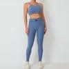 Imitation denim pocket tight adjustable waist with belt sports two - piece set 5colors - LustMia