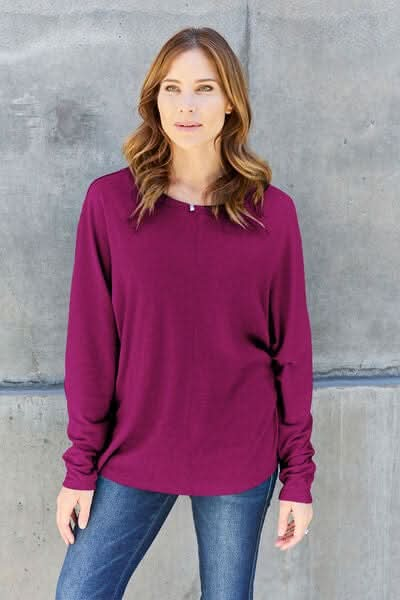 Double Take Full Size Round Neck Long Sleeve T-Shirt - LustMia