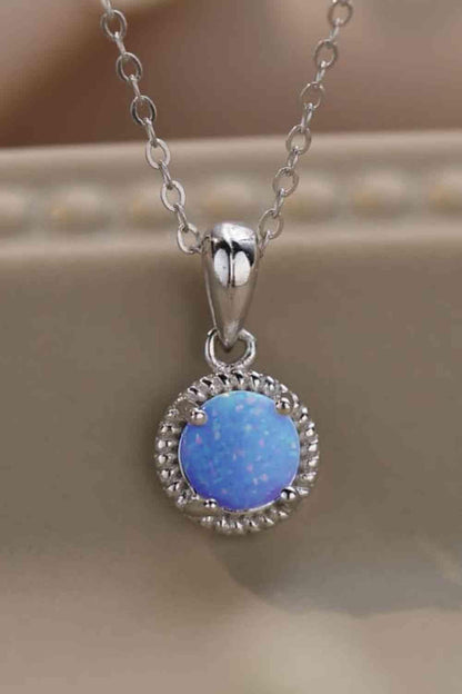 Opal Round Pendant Chain Necklace - LustMia