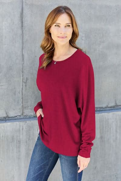 Double Take Full Size Round Neck Long Sleeve T-Shirt - LustMia