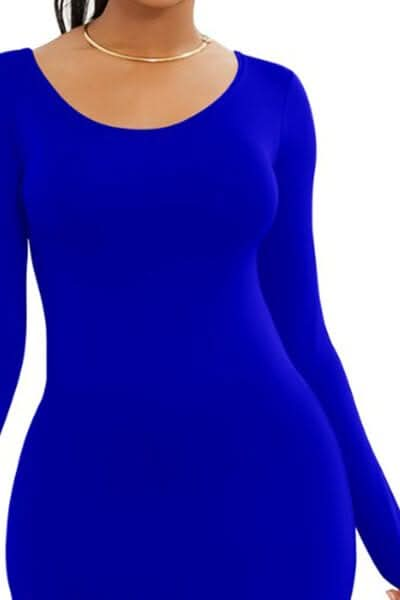 Round Neck Long Sleeve Maxi Wrap Dress - LustMia