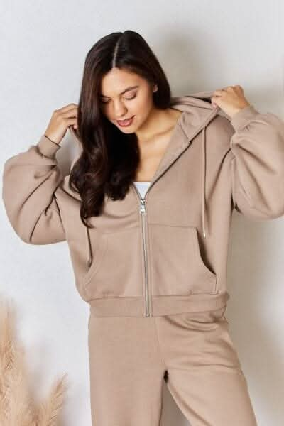 RISEN Oversized Zip Up Drawstring Hoodie - LustMia