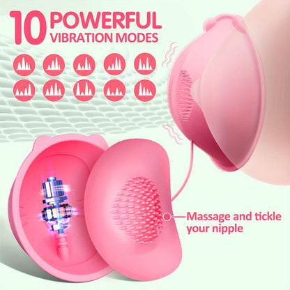 1pc Cat Breast Massage Vibrator, 10 Vibrations, USB Rechargeable, Female Sexual Relaxation Toy Pump Stimulator, Nipple Bra Cup Vibrator, Adult Products Sex Toys - LustMia