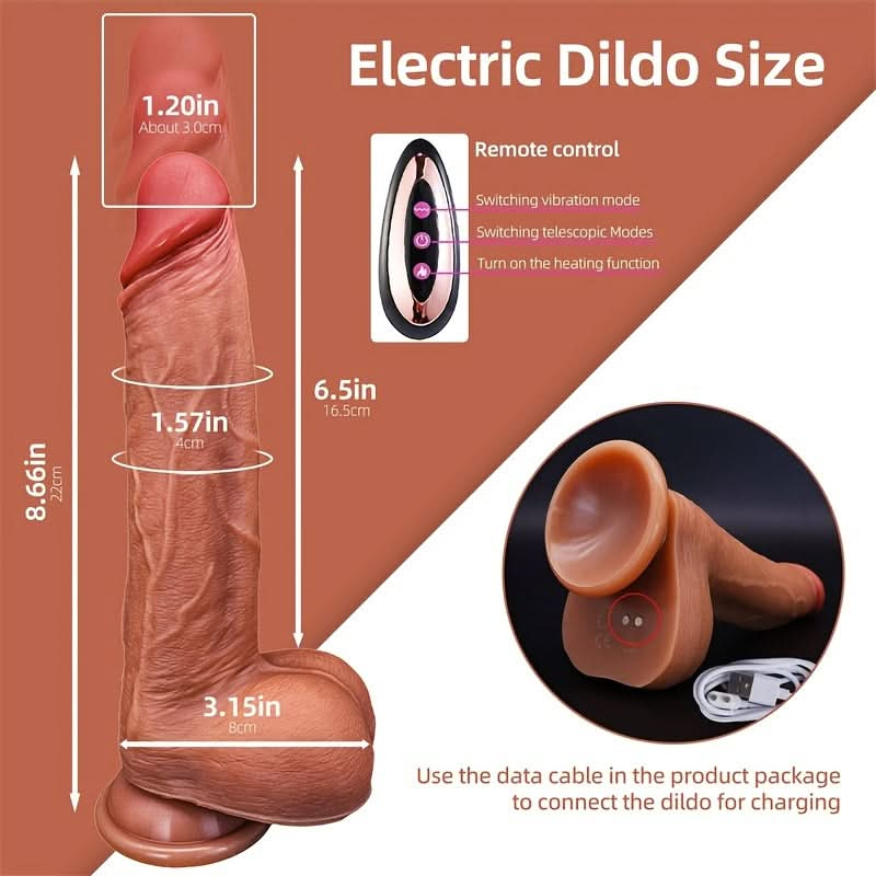 1pc Thrusting Realistic Dildo Vibrator Anal Plug With 9 Vibration & 3 Telescopic Modes Female For Pleasure, Sex Toy With Suction For Handsfree Paly - LustMia