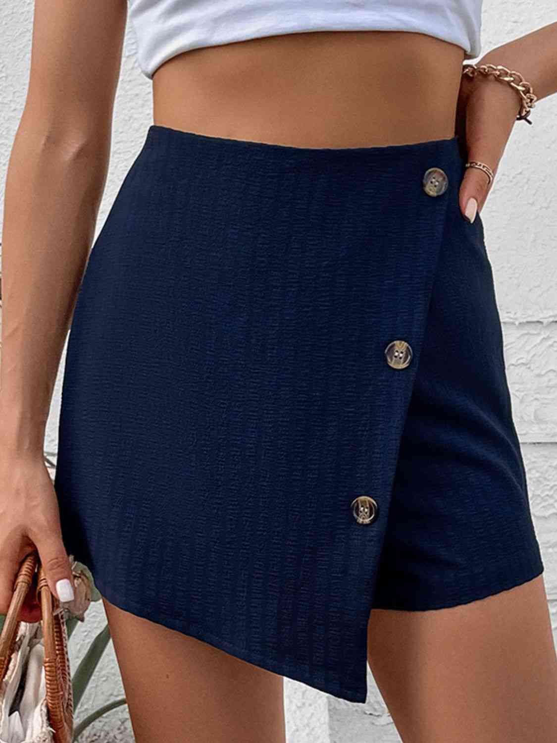 Zip - Back High Waist Shorts - LustMia