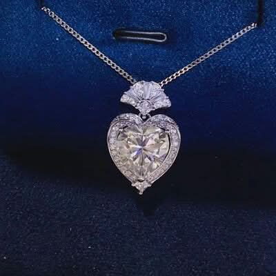 3 Carat Moissanite 925 Sterling Silver Heart Pendant Necklace - LustMia