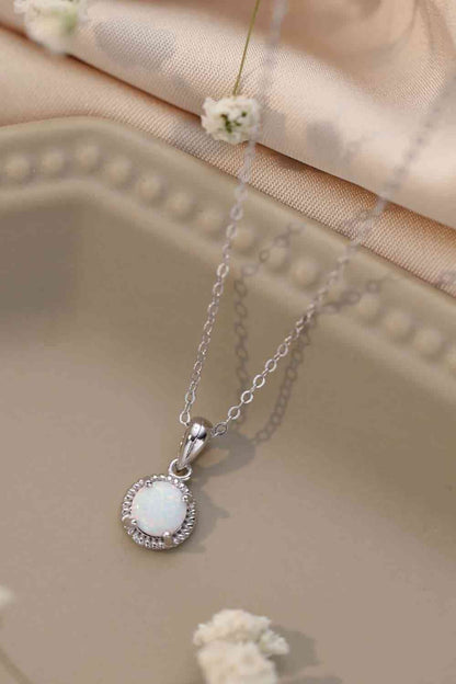 Opal Round Pendant Chain Necklace - LustMia