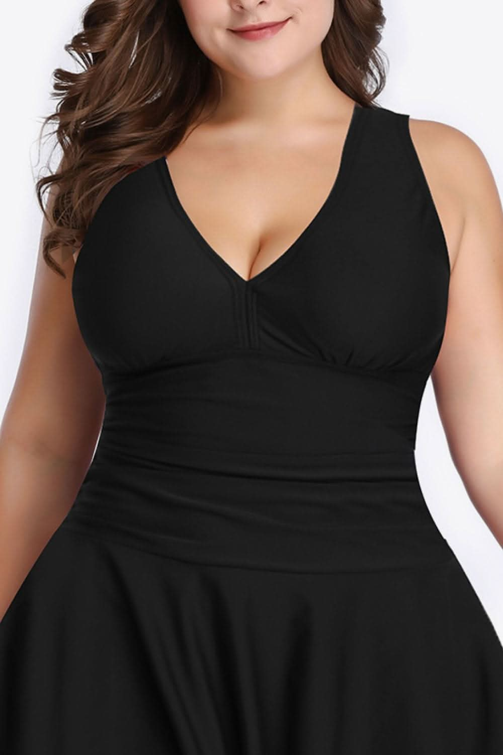 Plus Size Plunge Swim Dress - LustMia