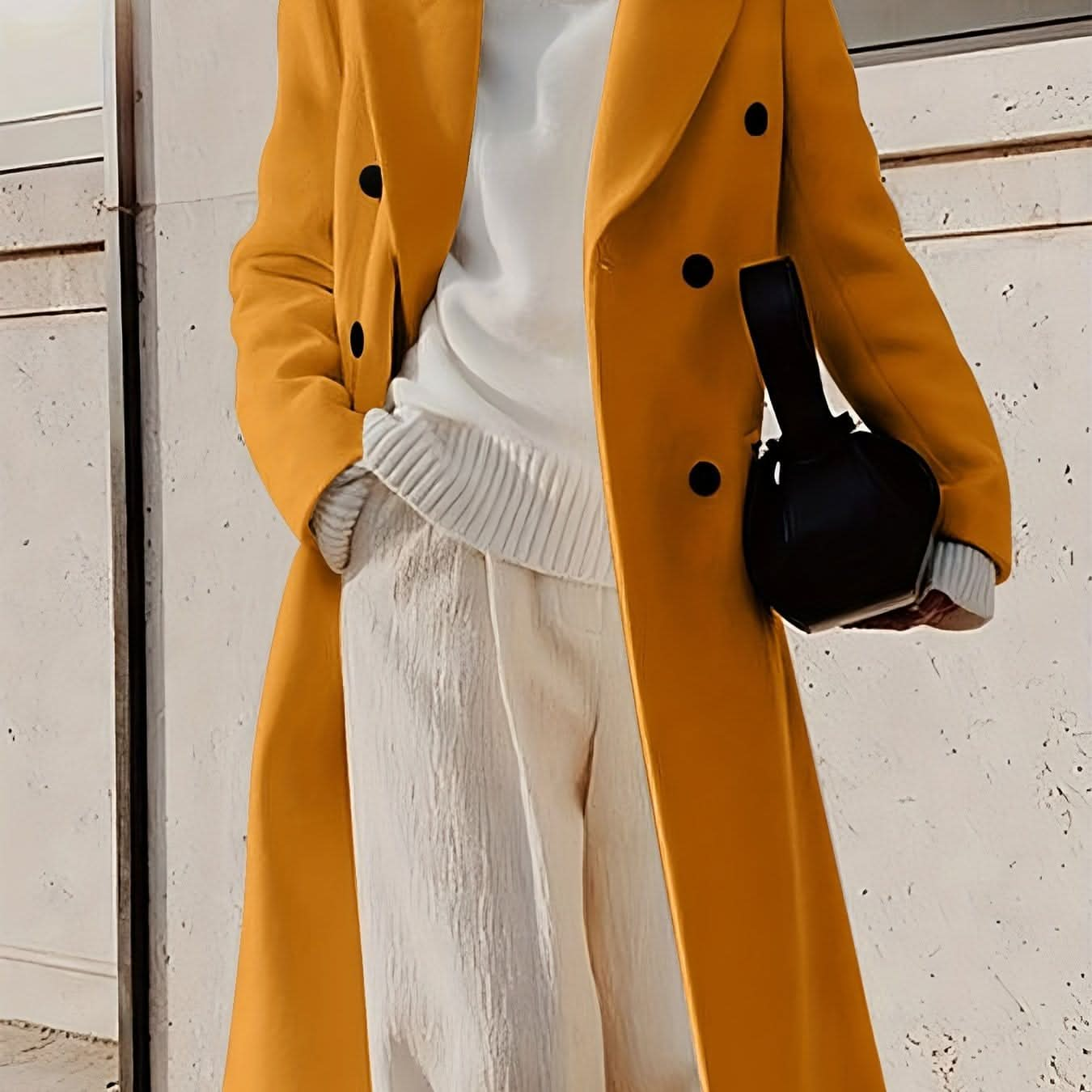 Stylish Double - Breasted Lapel Overcoat - LustMia