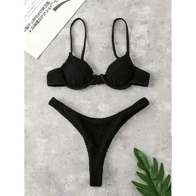 Swimsuit 2022 new Sexy Bikini Push Up Micro Bikini Set Solid Swimwear Women Bathing Suit Lace Bikini Triangle Brazilian Biquini - LustMia