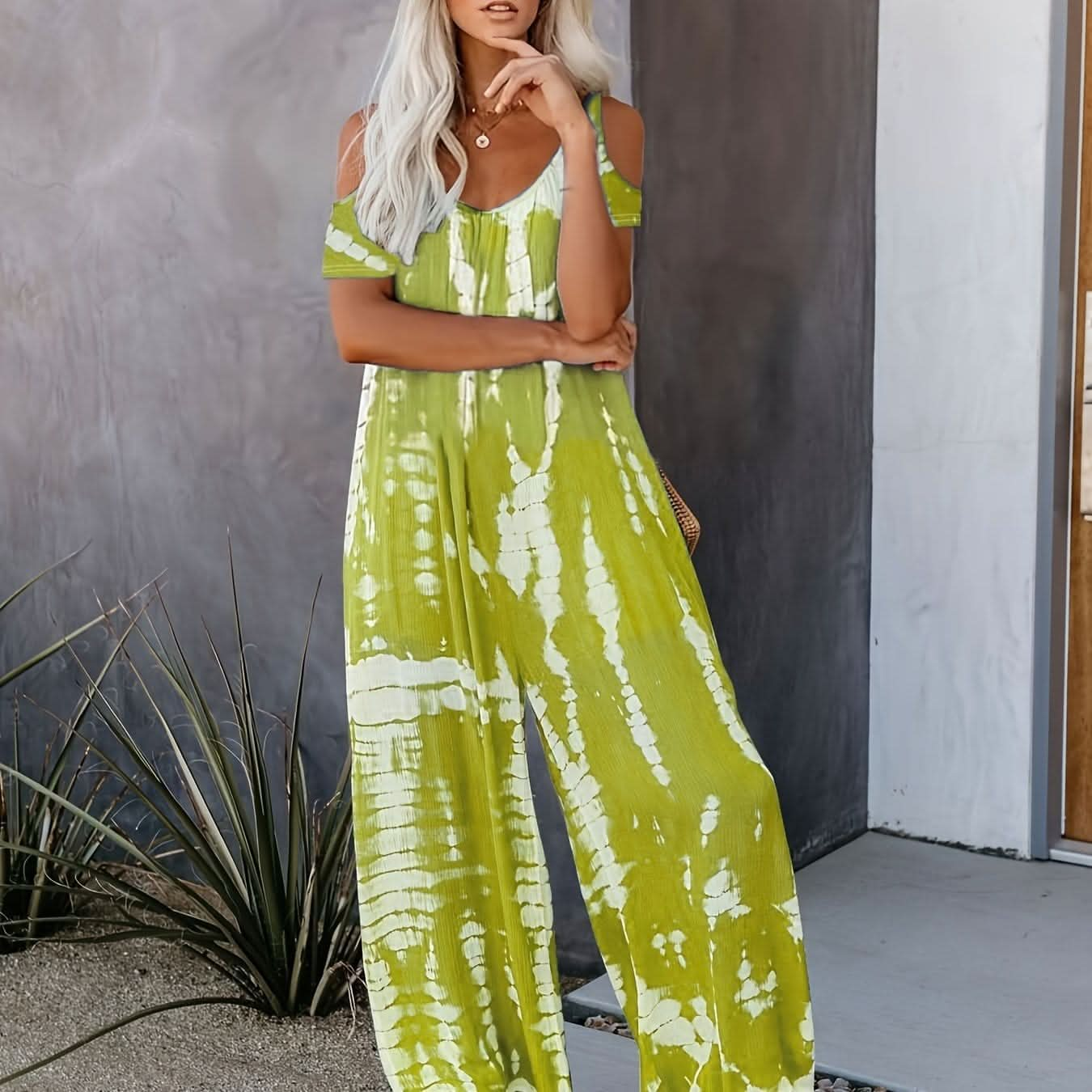 Vibrant Geometric Tie Dye Cut Out Jumpsuit - By Lustmia - LustMia