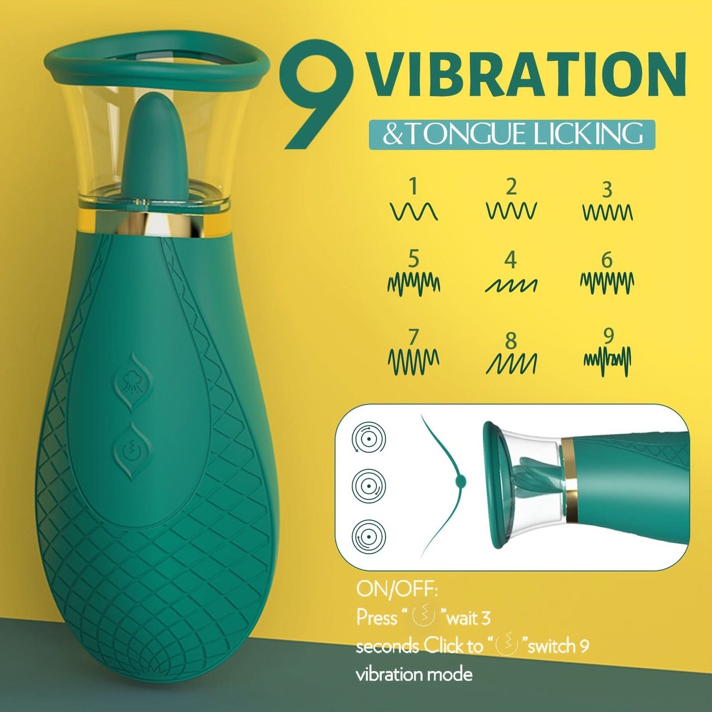 1pc Clitoral Sucking Vibrator Sex Toys, 3 Sucking 9 Licking Modes Nipples Clit Sucker, Tongue Vibrators Adult Toys for Women Couples - LustMia