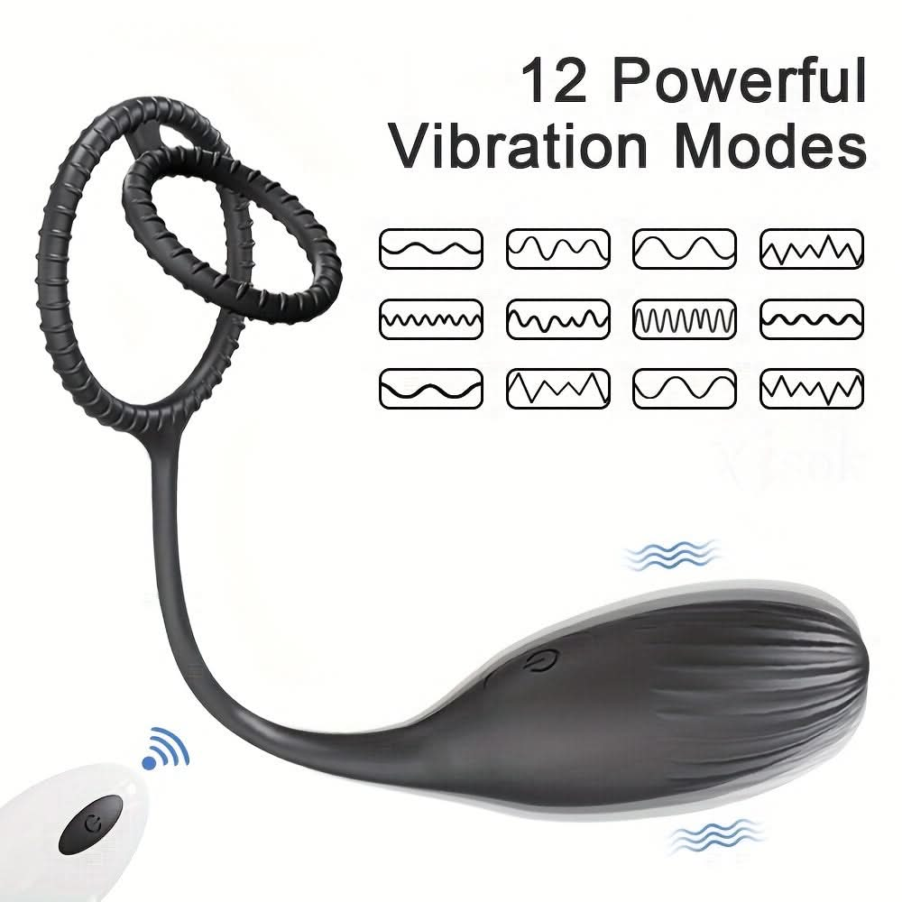 1pc Anal Plug Male Sex Toys, 3 - in - 1 Prostate Massager With Double Penis Rings, 12 Vibration Modes Wireless Remote Control Anal Plug Adult Toy Vibrator, Suitable For Men Women And Couples, Waterproof And Rechargeable - LustMia