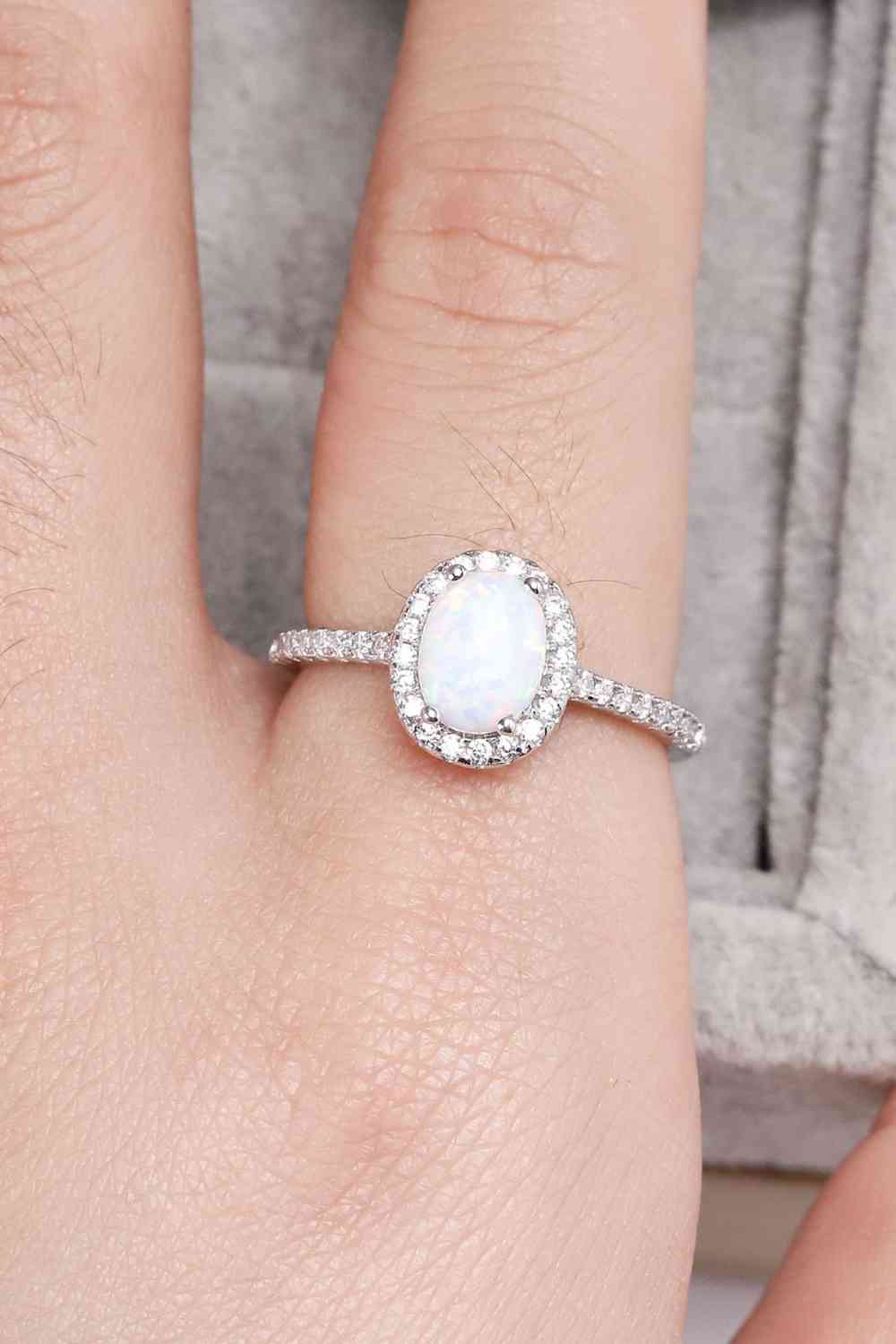 Opal 925 Sterling Silver Halo Ring - LustMia