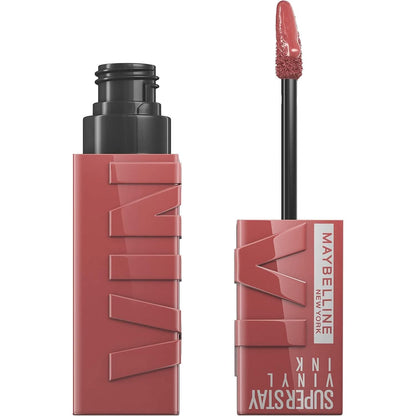 Maybelline Super Stay Vinyl Ink Longwear No - Budge Liquid Lipcolor Makeup, Highly Pigmented Color and Instant Shine, Cheeky, Rose Nude Lipstick, 0.14 fl oz, 1 Count - LustMia