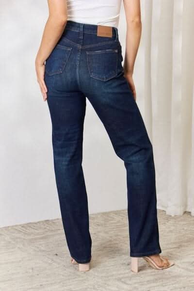 Judy Blue Full Size Button - Fly Straight Jeans - LustMia