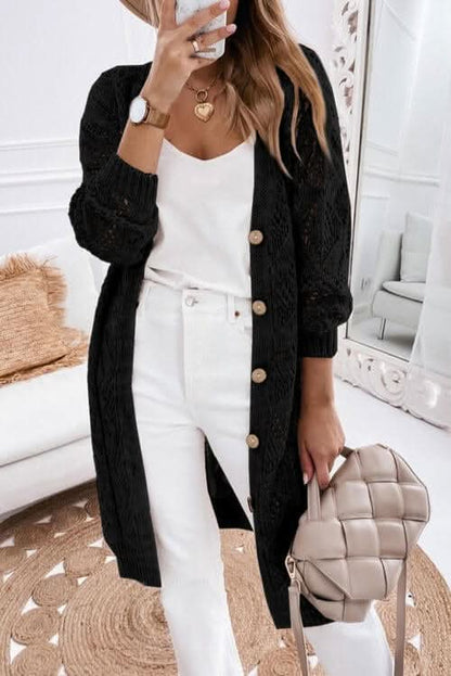 V - Neck Long Sleeve Cardigan - LustMia