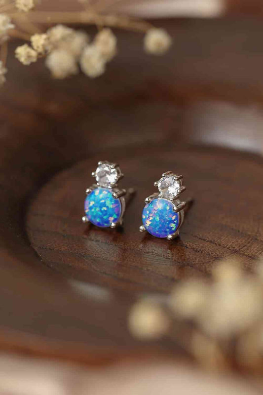 4 - Prong Opal Stud Earrings - LustMia