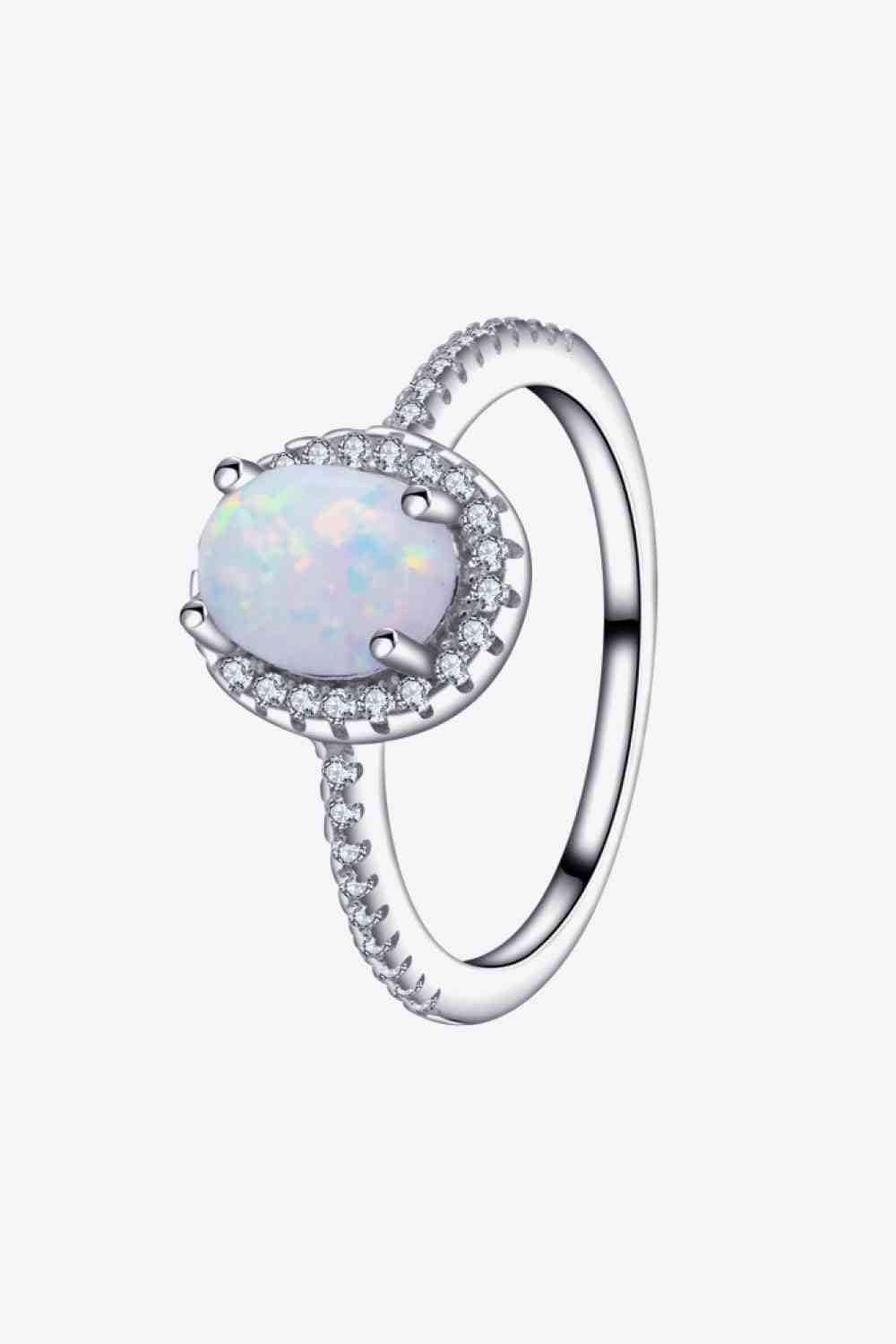 Opal 925 Sterling Silver Halo Ring - LustMia