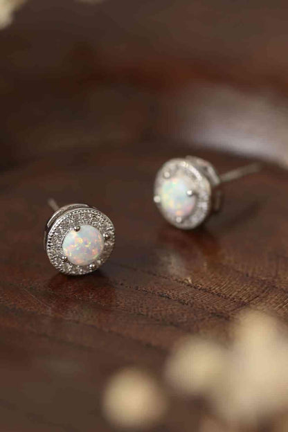 Opal 4 - Prong Round Stud Earrings - LustMia