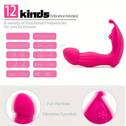 12 Vibrating Modes Wearable Panties Vibrator Adult Sex Toys Mini Butterfly Vibrator with Remote Control Clitoris Vagina G Spot Dildo Vibrator Electric Dual Motor Vibrating Clitoral Stimulator for Couples Women Men - LustMia