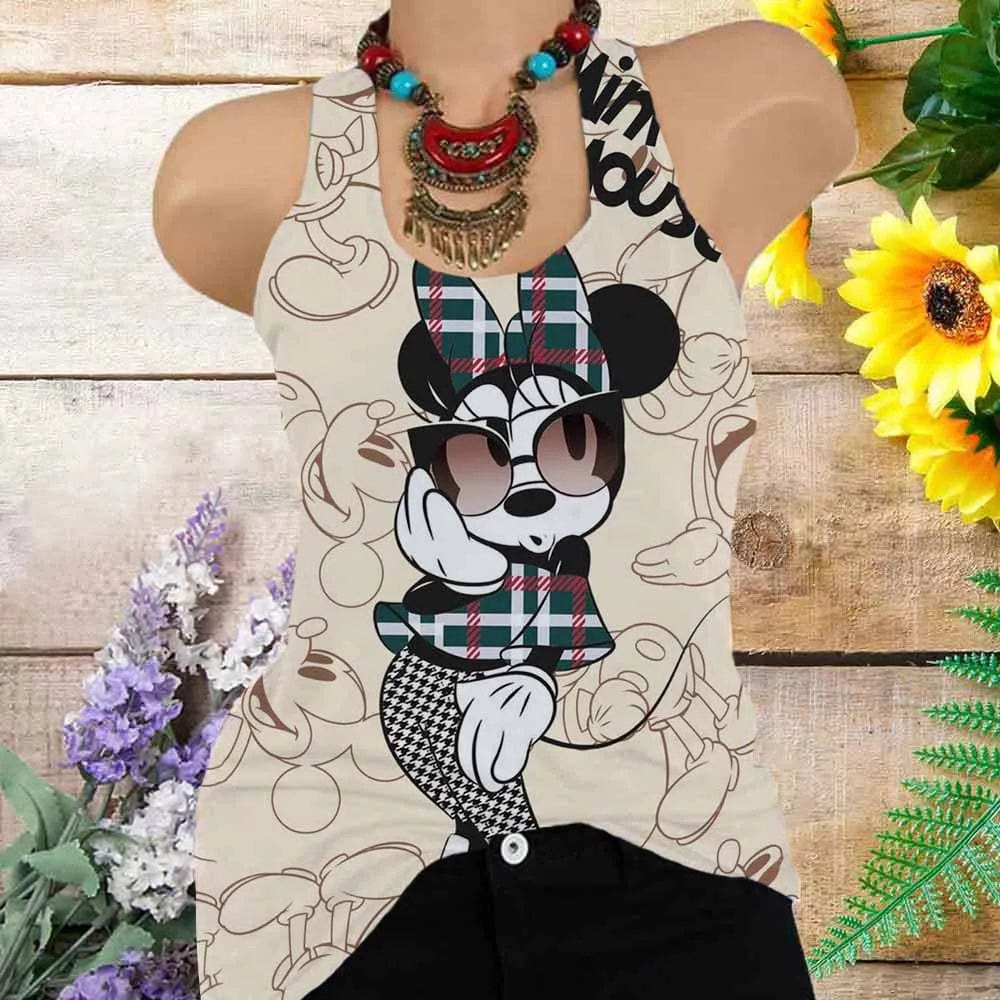 Womens Disney Mickey Mouse Kawaii Cartoon Tank Top - LustMia