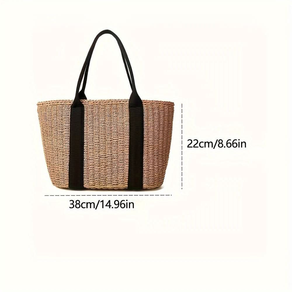 Large Capacity Summer Beach Tote Bag - Stylish Straw Woven & Rattan Handbag for Women - Spacious, Durable, Perfect for Travel, Vacations & Everyday Style - LustMia