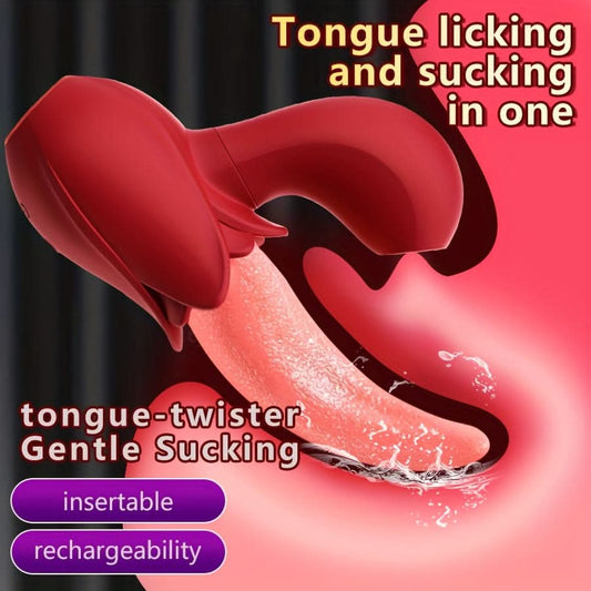 1pc 2 In 1 Lick Suck Vibrators For Women Licking Tongue Clitoris Stimulator G Spot Massager Vagina Sucking Female Pleasure Sex Toys - LustMia